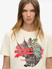 Superdry Rice White 100% Cotton New York Vl Relaxed T-Shirt - Image 3 of 5