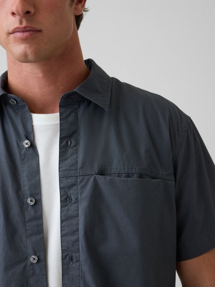 Gap Blue Poplin Relaxed Shirt - Image 4 of 4 Gap Blue Poplin Relaxed Shirt - Image 4 of 4