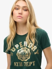 Superdry Enamel Green 100% Cotton College Script Fitted T-Shirt - Image 3 of 5