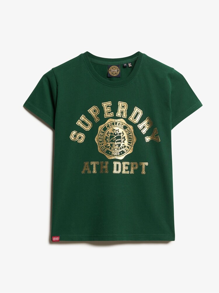 Superdry Enamel Green 100% Cotton College Script Fitted T-Shirt - Image 5 of 5