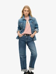 Superdry Blush Pink 100% Cotton Luxe Metallic Logo Relaxed T-Shirt - Image 2 of 5