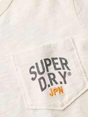 Superdry Off White 100% Cotton Workwear Embroider Pocket T-Shirt - Image 4 of 4