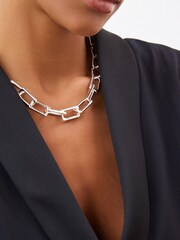 Silver Tone Rectangular Link Chunky Chain Necklace - Image 1 of 4