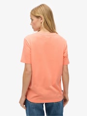 Superdry Papaya Punch Pink 100% Cotton Embossed Logo Relaxed T-Shirt - Image 2 of 6