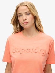 Superdry Papaya Punch Pink 100% Cotton Embossed Logo Relaxed T-Shirt - Image 4 of 6