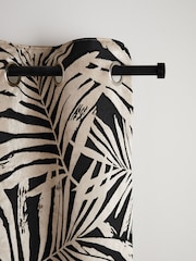 Black/Gold Collection Luxe Velvet Palm Leaf Eyelet Lined Curtains - Image 1 of 5