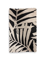 Black/Gold Collection Luxe Velvet Palm Leaf Eyelet Lined Curtains - Image 5 of 5