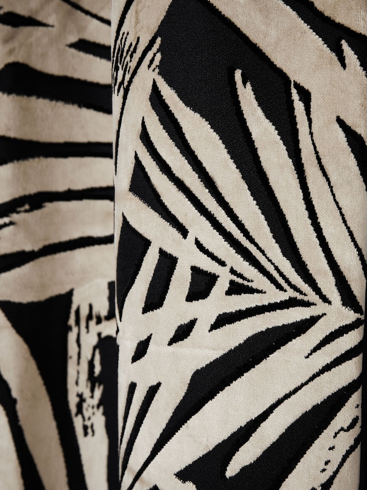 Black/Gold Collection Luxe Velvet Palm Leaf Eyelet Lined Curtains - Image 6 of 6 Black/Gold Collection Luxe Velvet Palm Leaf Eyelet Lined Curtains - Image 6 of 6