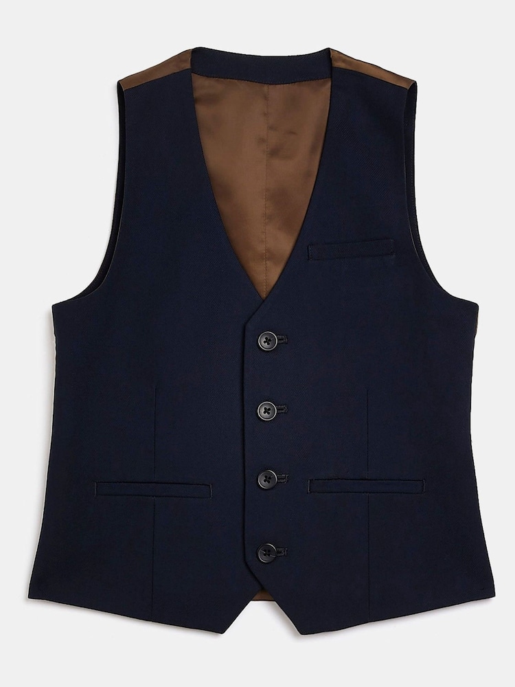 River Island Blue Boys Suit: Waistcoat - Image 1 of 2