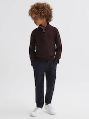 Reiss Bordeaux Blackhall 9-14 yrs Quarter Zip Merino Wool Jumper - Image 1 of 7