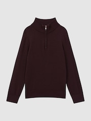 Reiss Bordeaux Blackhall 9-14 yrs Quarter Zip Merino Wool Jumper - Image 2 of 7