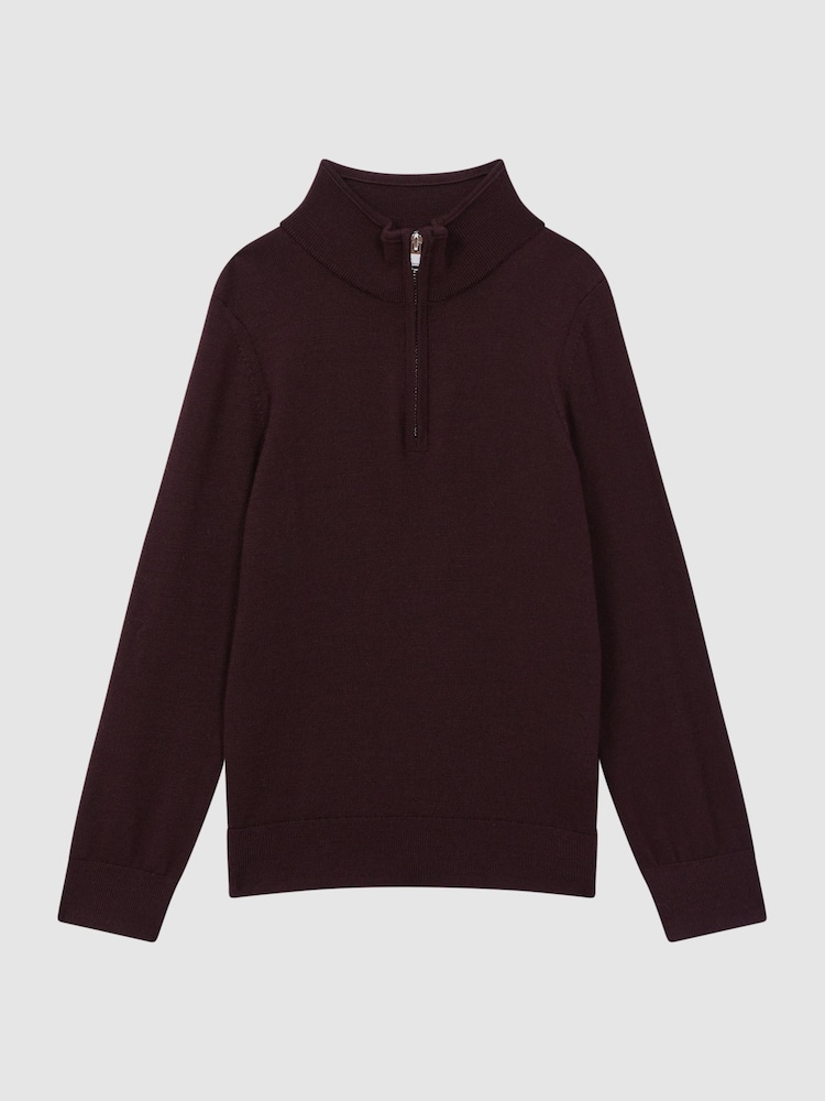 Reiss Bordeaux Blackhall 9-14 yrs Quarter Zip Merino Wool Jumper - Image 2 of 7