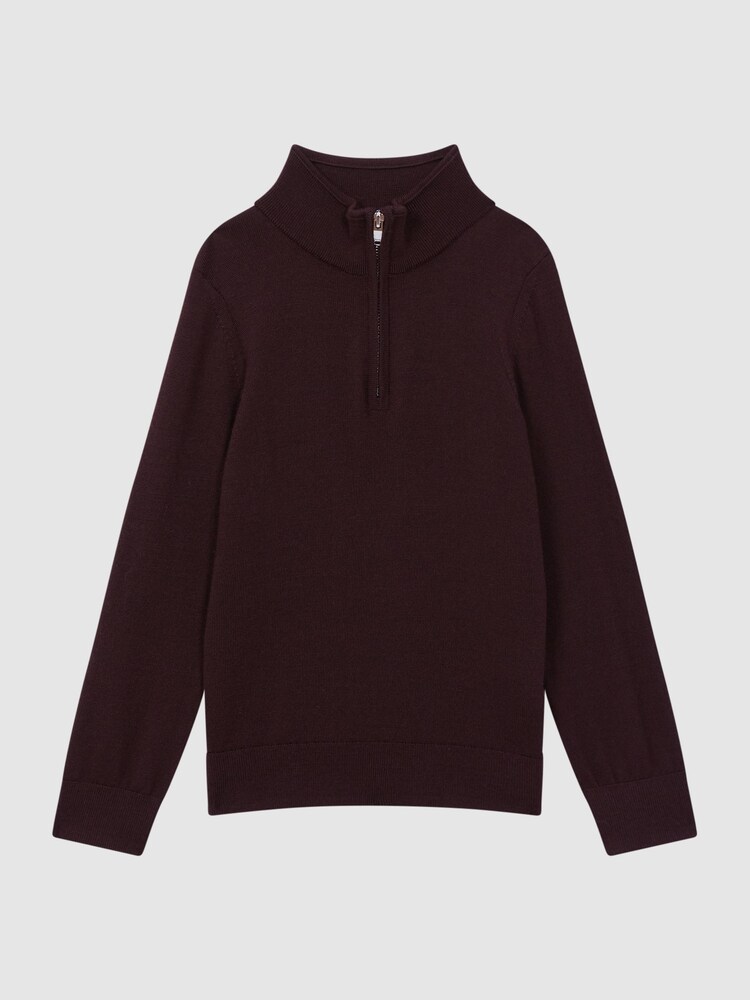 Reiss Bordeaux Blackhall 9-14 yrs Merino Wool Zip-Neck Jumper - Image 2 of 7 Reiss Bordeaux Blackhall 9-14 yrs Merino Wool Zip-Neck Jumper - Image 2 of 7