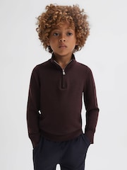 Reiss Bordeaux Blackhall 9-14 yrs Quarter Zip Merino Wool Jumper - Image 3 of 7