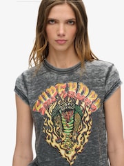 Superdry Black Biker Rock Graphic Cap Sleeve T-Shirt - Image 3 of 5