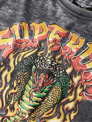 Superdry Black Biker Rock Graphic Cap Sleeve T-Shirt - Image 5 of 5