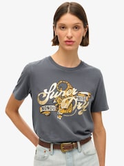 Superdry Ebony 100% Cotton Tattoo Script Relaxed T-Shirt - Image 1 of 6