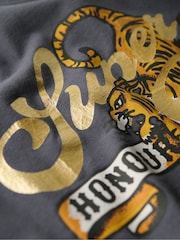 Superdry Ebony 100% Cotton Tattoo Script Relaxed T-Shirt - Image 6 of 6