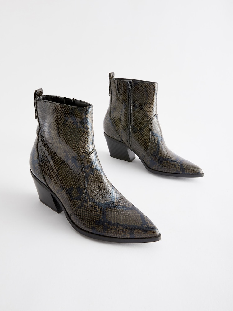 Snake Effect Regular/Wide Fit Forever Comfort® Cowboy Western Ankle Boots - Image 1 of 5