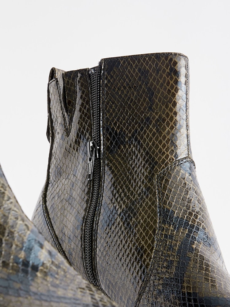 Snake Effect Regular/Wide Fit Forever Comfort® Cowboy Western Ankle Boots - Image 5 of 5