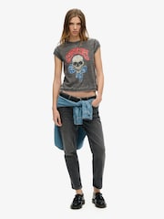 Superdry Bison Black Biker Rock Graphic Cap Sleeve T-Shirt - Image 2 of 5