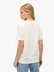 Superdry New Chalk White 100% Cotton Embossed Logo Relaxed T-Shirt - Image 2 of 7