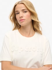 Superdry New Chalk White 100% Cotton Embossed Logo Relaxed T-Shirt - Image 3 of 7