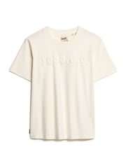 Superdry New Chalk White 100% Cotton Embossed Logo Relaxed T-Shirt - Image 5 of 7