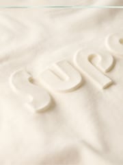 Superdry New Chalk White 100% Cotton Embossed Logo Relaxed T-Shirt - Image 6 of 7