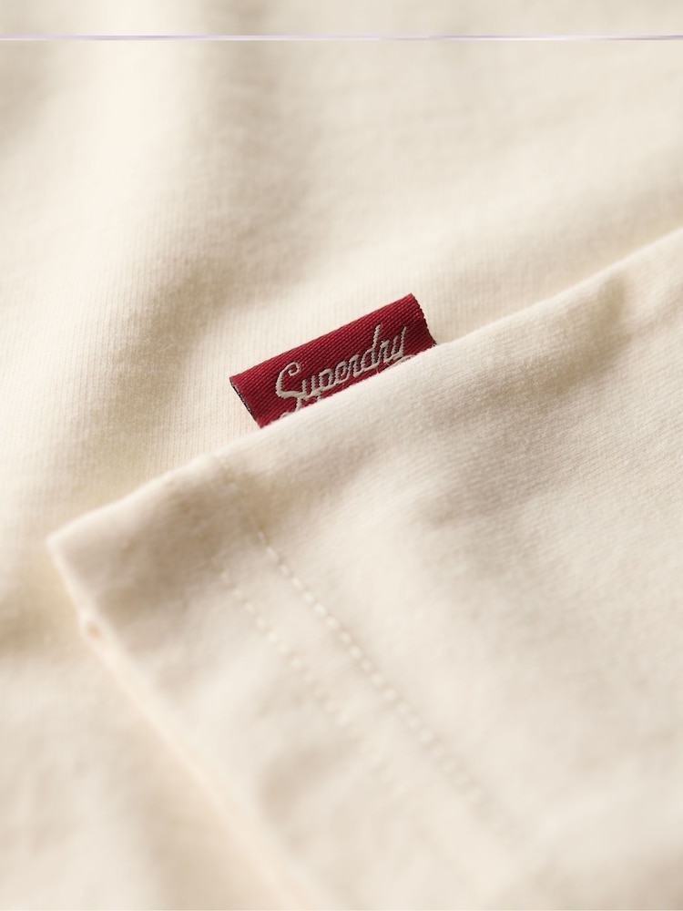 Superdry New Chalk White 100% Cotton Embossed Logo Relaxed T-Shirt - Image 7 of 7