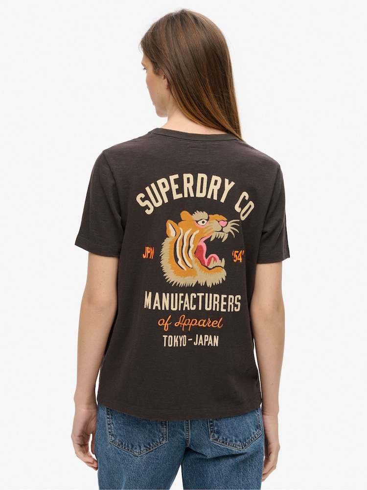 Superdry Bison Black 100% Cotton Workwear Embroider Pocket T-Shirt - Image 2 of 5