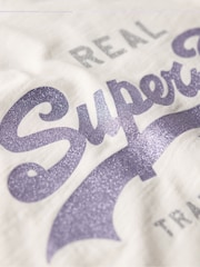Superdry Ecru Slub Embellished VL Graphic 100% Cotton T-Shirt - Image 6 of 7