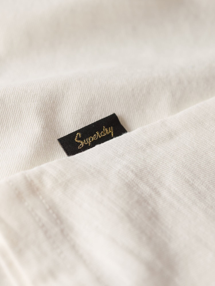 Superdry Ecru Slub Embellished VL Graphic 100% Cotton T-Shirt - Image 7 of 7