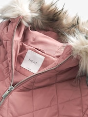 Pink Faux Fur Hooded Quilted Padded Coat (3-16yrs) - Image 10 of 12