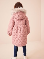 Pink Faux Fur Hooded Quilted Padded Coat (3-16yrs) - Image 2 of 12