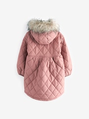 Pink Faux Fur Hooded Quilted Padded Coat (3-16yrs) - Image 8 of 12