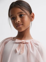 Reiss Pink Lauren Junior Blouson Sleeve Bow Dress - Image 4 of 6