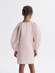 Reiss Pink Lauren Junior Blouson Sleeve Bow Dress - Image 5 of 6