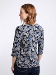 Weird Fish Navy Blue Pinto Printed Jersey Top - Image 2 of 7