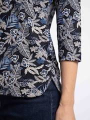Weird Fish Navy Blue Pinto Printed Jersey Top - Image 5 of 7