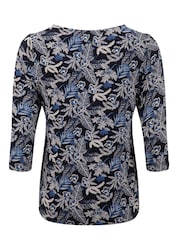 Weird Fish Navy Blue Pinto Printed Jersey Top - Image 7 of 7