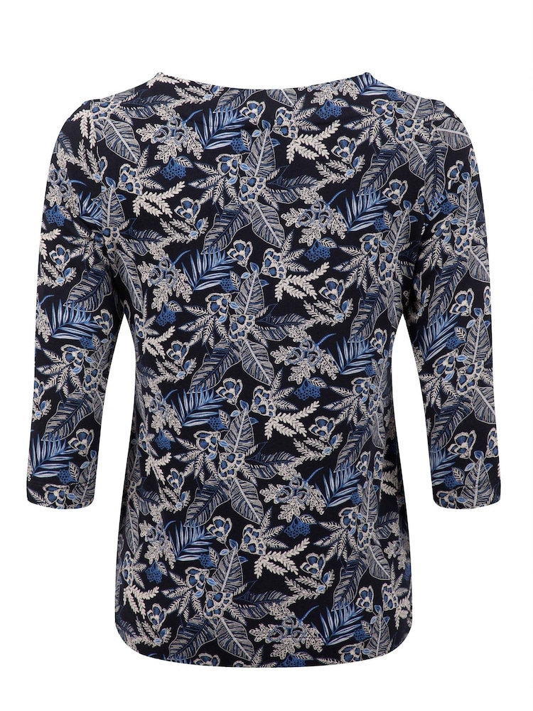 Weird Fish Navy Blue Pinto Printed Jersey Top - Image 7 of 7 Weird Fish Navy Blue Pinto Printed Jersey Top - Image 7 of 7