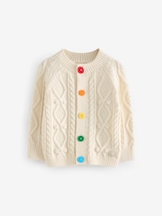 Little Bird by Jools Oliver Ecru Knitted Cable 100% Cotton Cardigan - Image 1 of 8