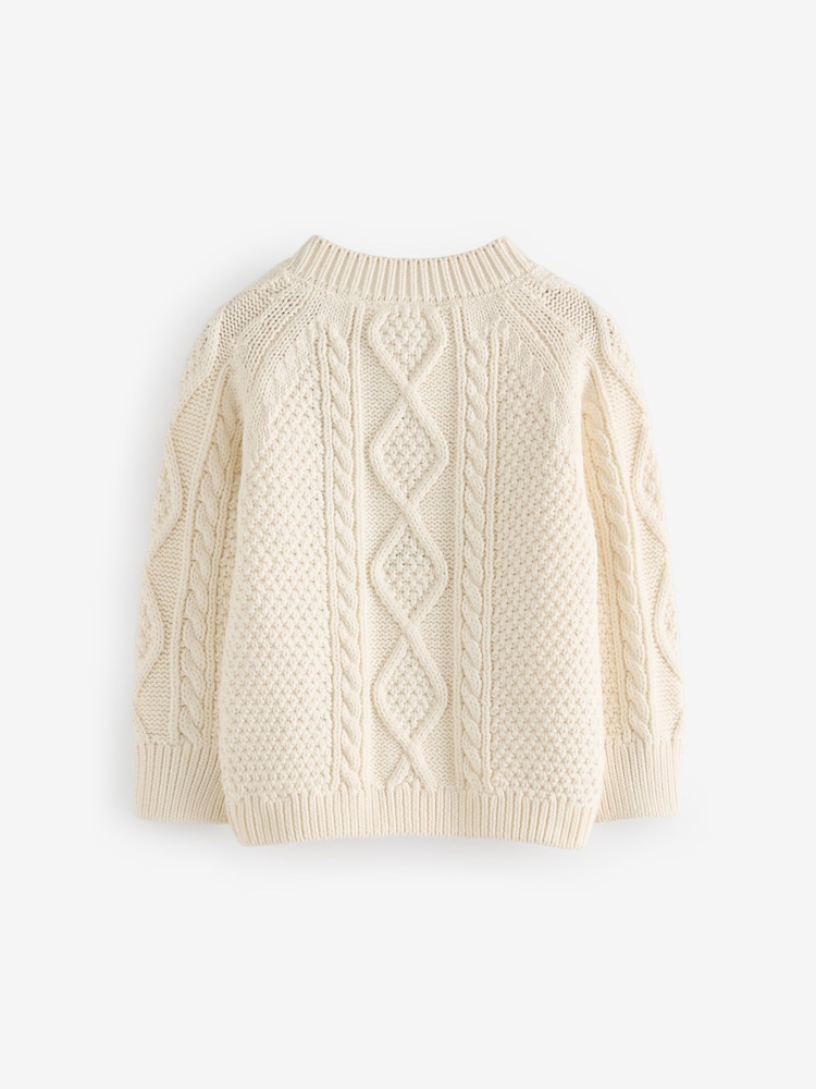 Little Bird by Jools Oliver Ecru Knitted Cable 100% Cotton Cardigan - Image 2 of 8