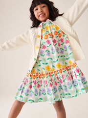 Little Bird by Jools Oliver Ecru Knitted Cable 100% Cotton Cardigan - Image 5 of 8