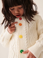 Little Bird by Jools Oliver Ecru Knitted Cable 100% Cotton Cardigan - Image 6 of 8