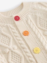 Little Bird by Jools Oliver Ecru Knitted Cable 100% Cotton Cardigan - Image 7 of 8
