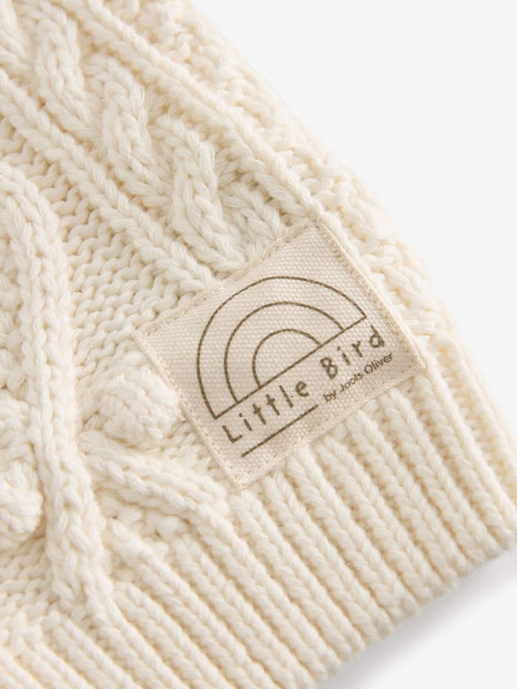 Little Bird by Jools Oliver Ecru Knitted Cable 100% Cotton Cardigan - Image 8 of 8