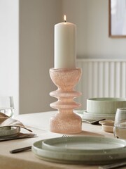 Pink Confetti Glass Pillar Candle Holder - Image 1 of 3