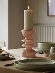 Pink Confetti Glass Pillar Candle Holder - Image 2 of 3